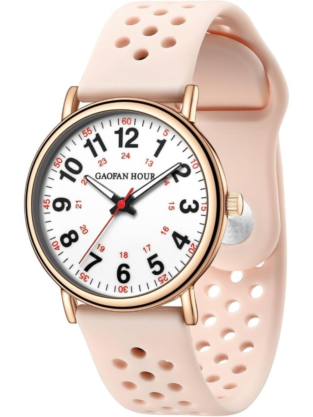 Women's Pink Silicone Band Medical Professionals Luminous Waterproof Nurse Watch